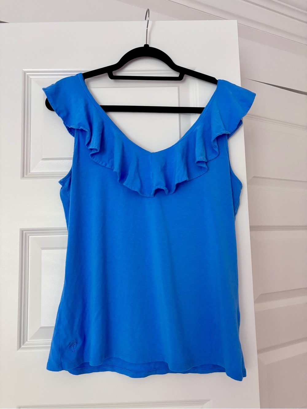 Lilly Pulitzer Alessa Blue Ruffle Tank Top - M - Picture 3 of 3